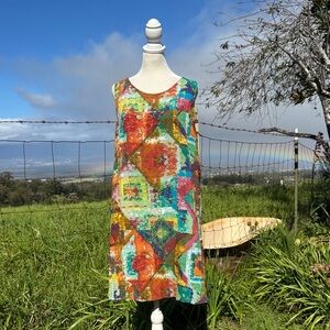 VTG Jams World Jewel Tone Diamond Rd Sleeveless Knee length Dress Resort large